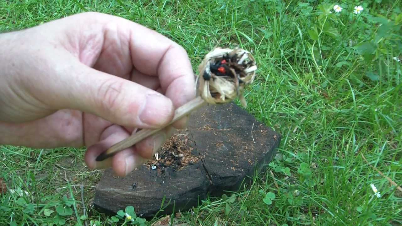 Primitive fire starting with stone sparks